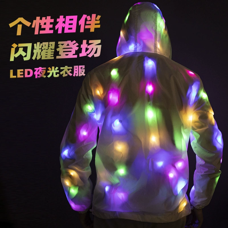 Светящаяся одежда для вечеринок в барах, модные разноцветные куртки в стиле INS, светящаяся LED-одежда для концертов, светящаяся в темноте.
