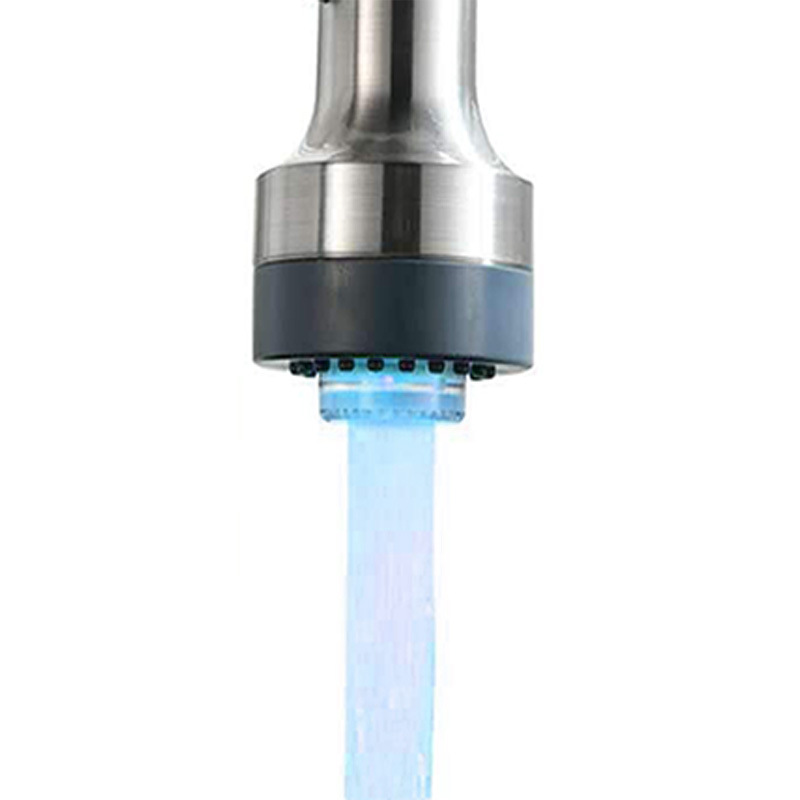 New led hot and cold water faucet with temperature control, three-color and seven-color light change, 7-color adjustable water hose, switch and faucet A4 Application Scenario