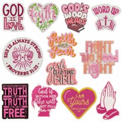 漫画卸売信念信仰布ステッカー漫画インスピレーションテキスト刺繍スタンプピンクスポットホットメルト接着剤アイロンモデル