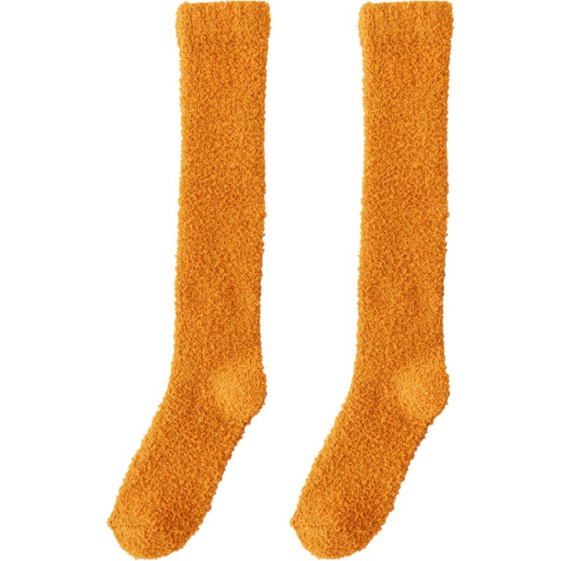 Calcetines de pantorrilla de lana de coral calcetines de invierno sin pelusa forrados de lana gruesa calcetines largos para dormir calcetines para el hogar