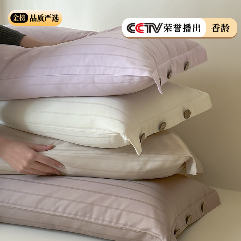 【央视播出】60支长绒棉枕套一对提花贡缎纯棉枕头套48x74cm全棉