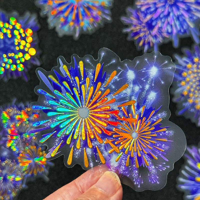 Smoke Star como lluvia láser estampado pegatinas de mano bolsa DIY impermeable mascota material pegatinas de mano diaria decoración infantil