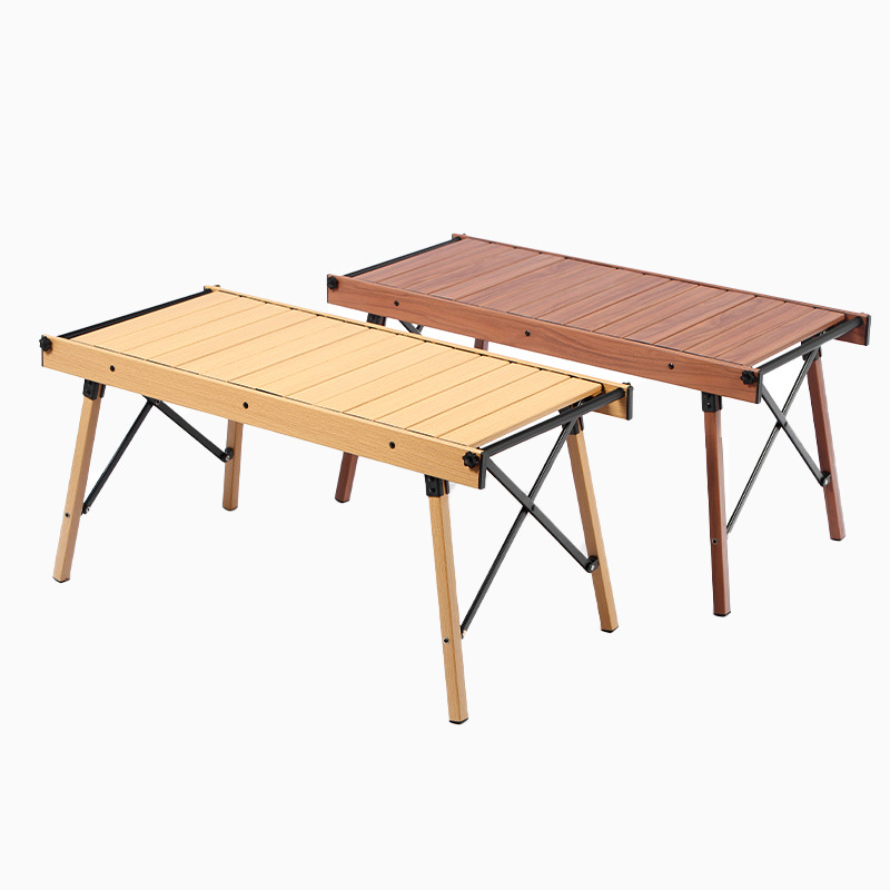 IGT al aire libre mesa de camping ligero marco grano de madera de aleación de aluminio multifuncional mesa plegable picnic portátil mesa de rollo de huevo