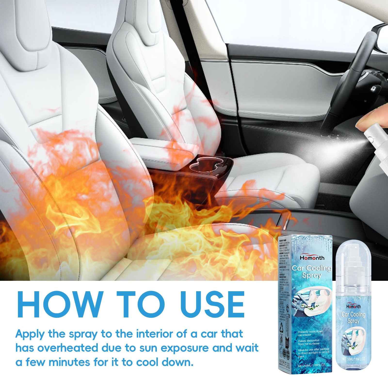 Homonth Car Cooling Spray Summer Car Cooling Agent for a Cool and Comfortable Driving Experience