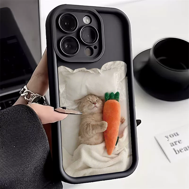 LuMan Apple Phone Case - Sleeping Cat White, for iPhone 16/16 Pro Max & 13 Series, High-Quality