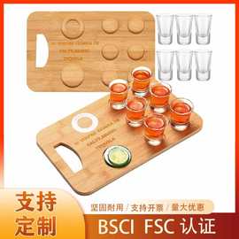 跨境木制酒杯托 家用酒杯托盘 调酒师工具盐边盒创意手提