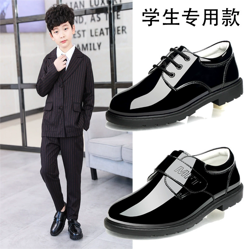 Кожаные туфли для мальчиков, черные туфли в британском стиле для учащихся начальной школы, туфли из натуральной кожи для кампуса, весна 2025, новый стиль, мягкая подошва для средних и больших детей