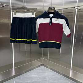 外贸跨境女装ca卡萨针织毛衣polo衫裙子套装夏季新款刺绣字母潮流