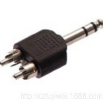 6.35mm立体声公转2RCA公莲花头 6.35公转RCA公音频转接头