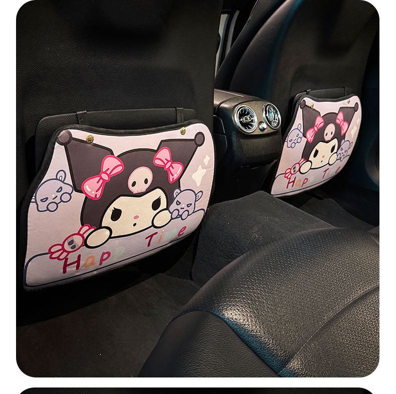 Cartoon Three Car Seat Back Anti-Kick Pads for Women, Cute Car Leather Seat Back Anti-Fouling Pads, Cartoon Protective Pads