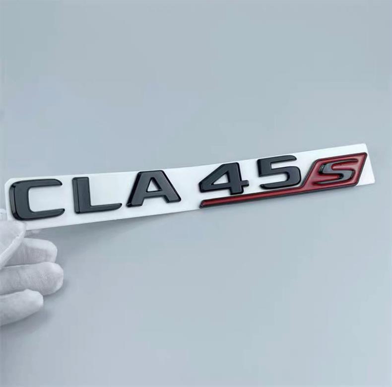 Mercedes-Benz car emblem, CLA200, CLA220, CLA260, modified to CLA35, CLA45S, AMG, black lettering, rear emblem