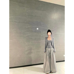 套装女2025春季新款高级感针织开衫挂脖吊带背心高腰显瘦阔腿裤潮