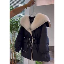 高级感炸街欧货高端奢华大毛领黑色羽绒服厚外套女冬季新款2024