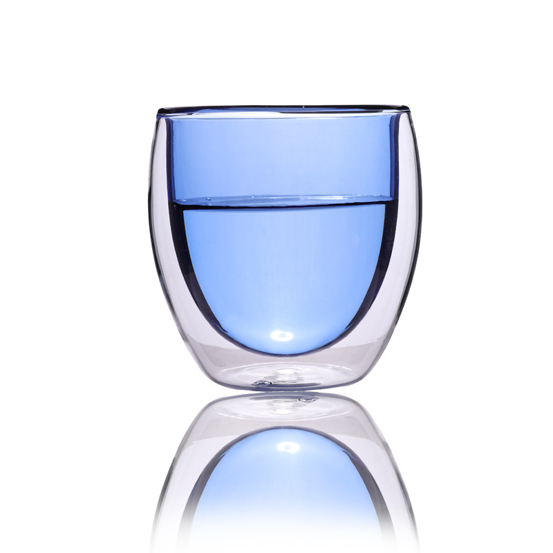 Copa de agua de vidrio color liner borosilicato vidrio taza de café casa creativa de doble capa taza personalizada