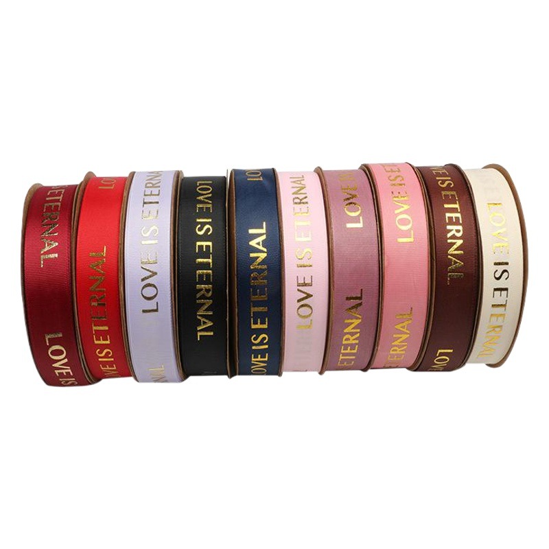 Roland dorado de alta densidad flor embalaje cinturón amor es eterno Inglés hilo cinta ramo floral material 50 yardas