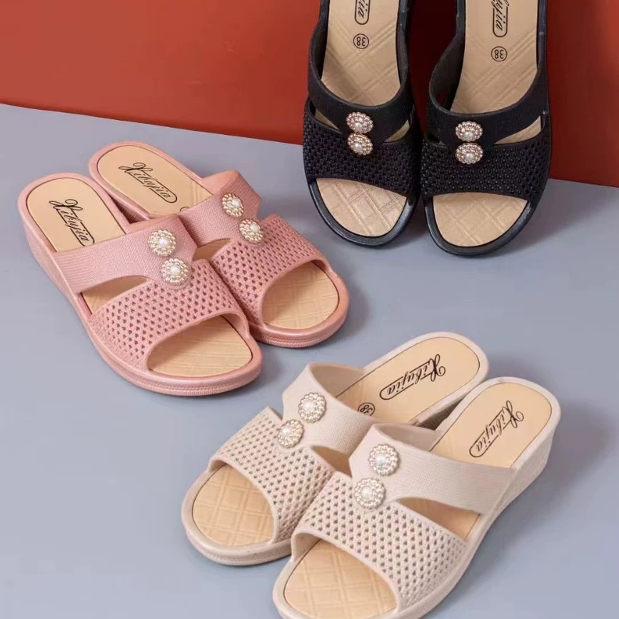 Xi Boujia летние новые женские тапочки на высоком каблуке