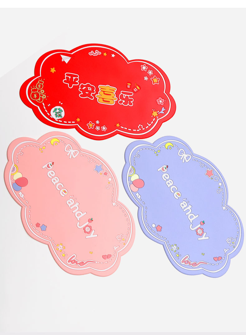 PVC high temperature resistant car anti-slip mat car cartoon mat Ping An Happy car decoration center console storage mat