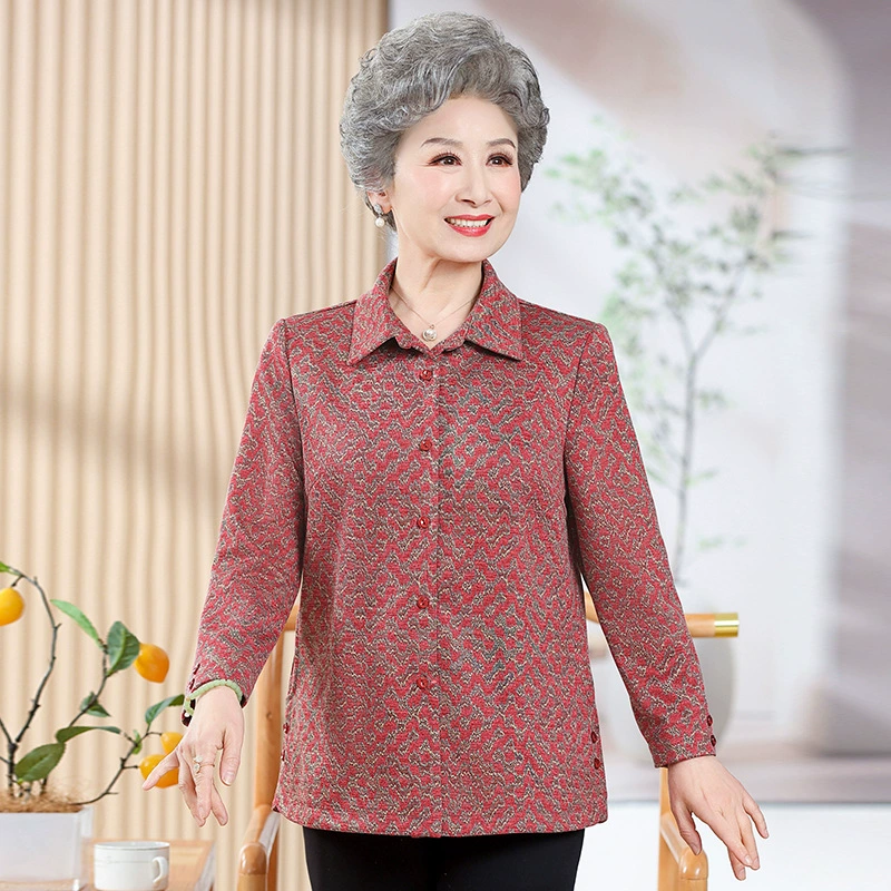 Толстые рубашки для женщин среднего и пожилого возраста с длинными рукавами топы для бабушкиных весенних рубашек с карманами