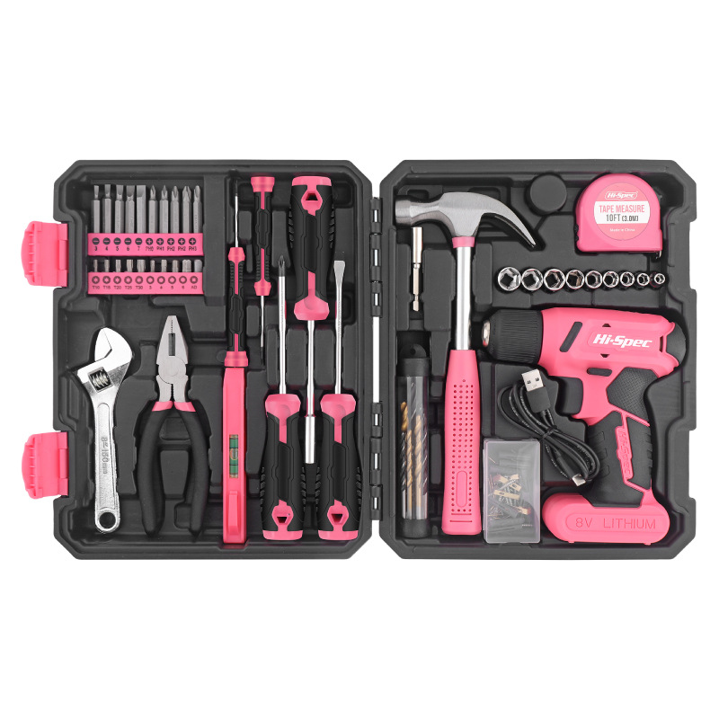 8V lithium electric drill electric screwdriver home tool kit 53-piece multi-functional home repair driver lithium electric drill