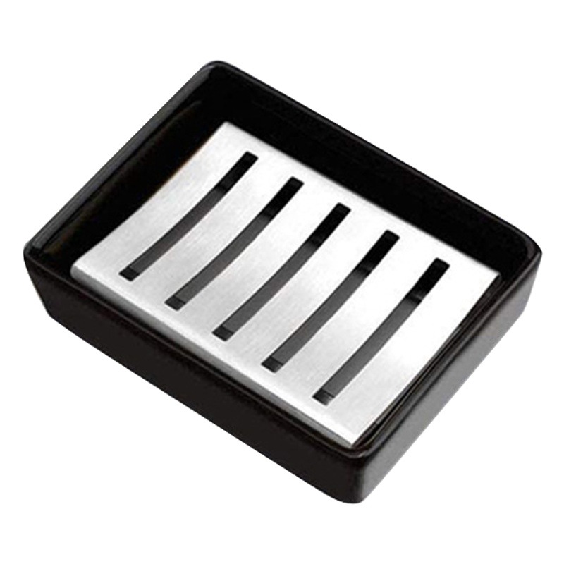 304 caja de jabón de acero inoxidable creativo plato de jabón de cerámica baño drenaje rectangular bandeja de jabón ins bandeja de jabón de baño