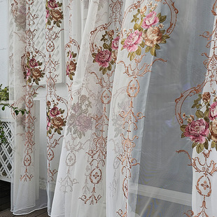 American-Style Retro Villa Curtains European-Style Chenille Living Room Luxurious and Elegant Embroidered Floral Blackout Bedroom Window Screens