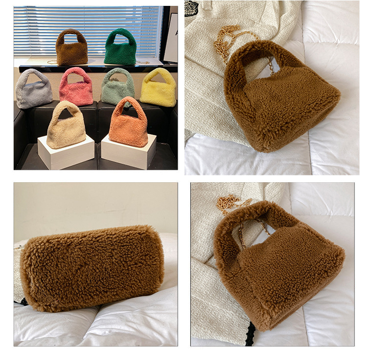 Pluche niche-ontwerp Dameskleurige crossbody Nieuwe herfst- en winterhandtas 2023 Chain pluchen tas_voghion.com