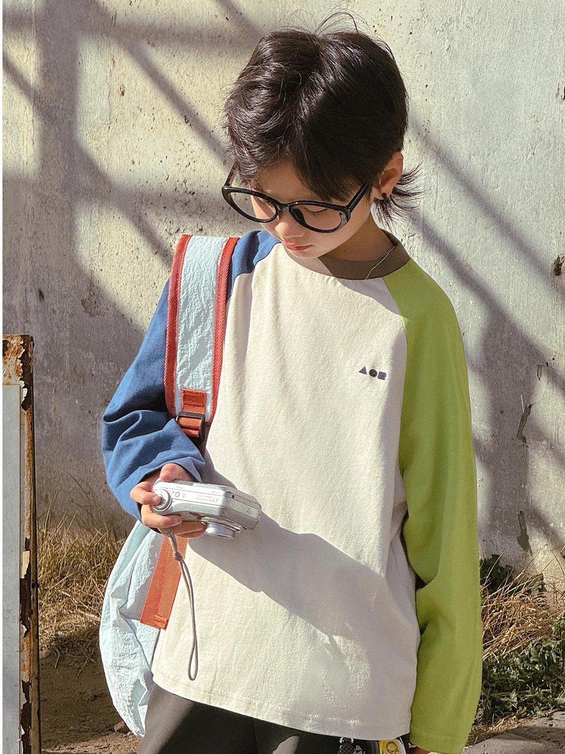 Children's Pure Cotton T-Shirt Spring and Autum Boys' Raglan Long-Sleeved Casual Medium and Large Kidsren's Sweatshirt Top 100% Cotton