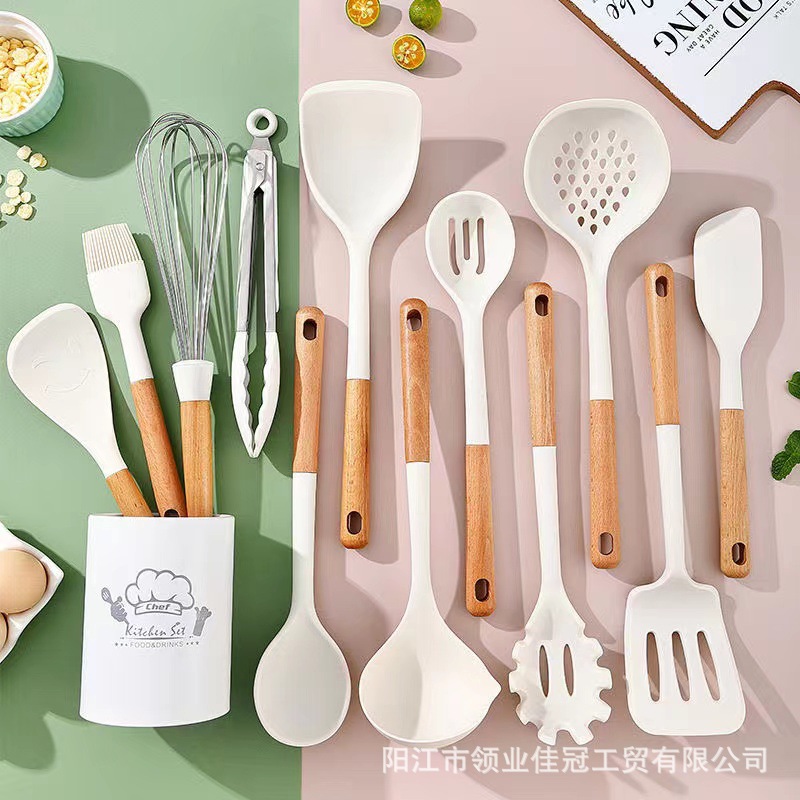 Conjunto de cocina de silicona transfronteriza 13 piezas de grado alimenticio antiadherente resistente a altas temperaturas