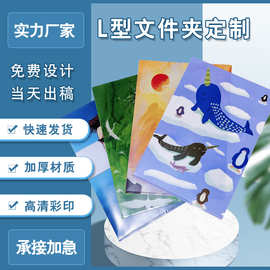 L型塑料文件夹 A4单页夹档案册透明彩色卡通动漫资料夹可印刷logo