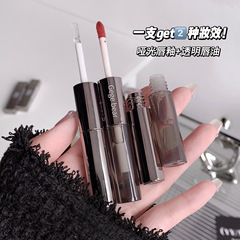 Gege bear戈戈小熊雙頭唇釉低飽和霧面不易粘杯掉色鏡面透明唇蜜