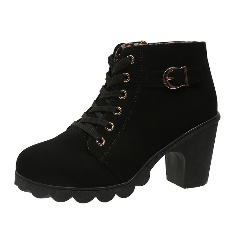 Comercio exterior botas de tacón alto de gran tamaño botas clásicas de mujer moda coreana zapatos cálidos de mujer botas de tacón grueso
