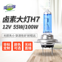 厂家批发H7汽车灯泡七彩卤素灯泡 55W 100W雾灯远近光灯泡h4led