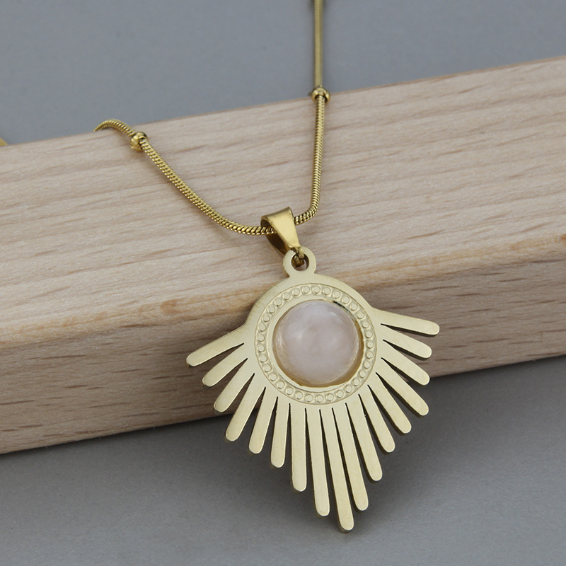 Simple Style Geometric Titanium Steel Earrings Necklace Artificial Gemstones Stainless Steel Necklac