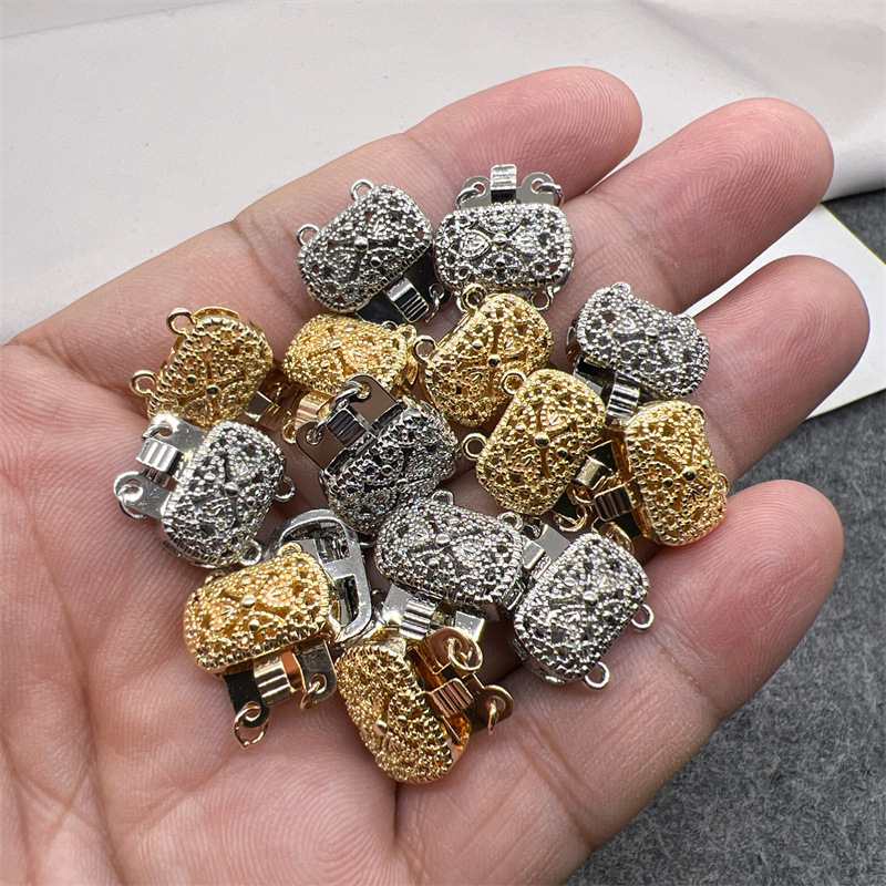 14K Gold Plated Pearl Buckle Double Row Double Hanging Buckle Necklace Bracelet Connecting Buckle Jewelry Making Material DIY Accessories