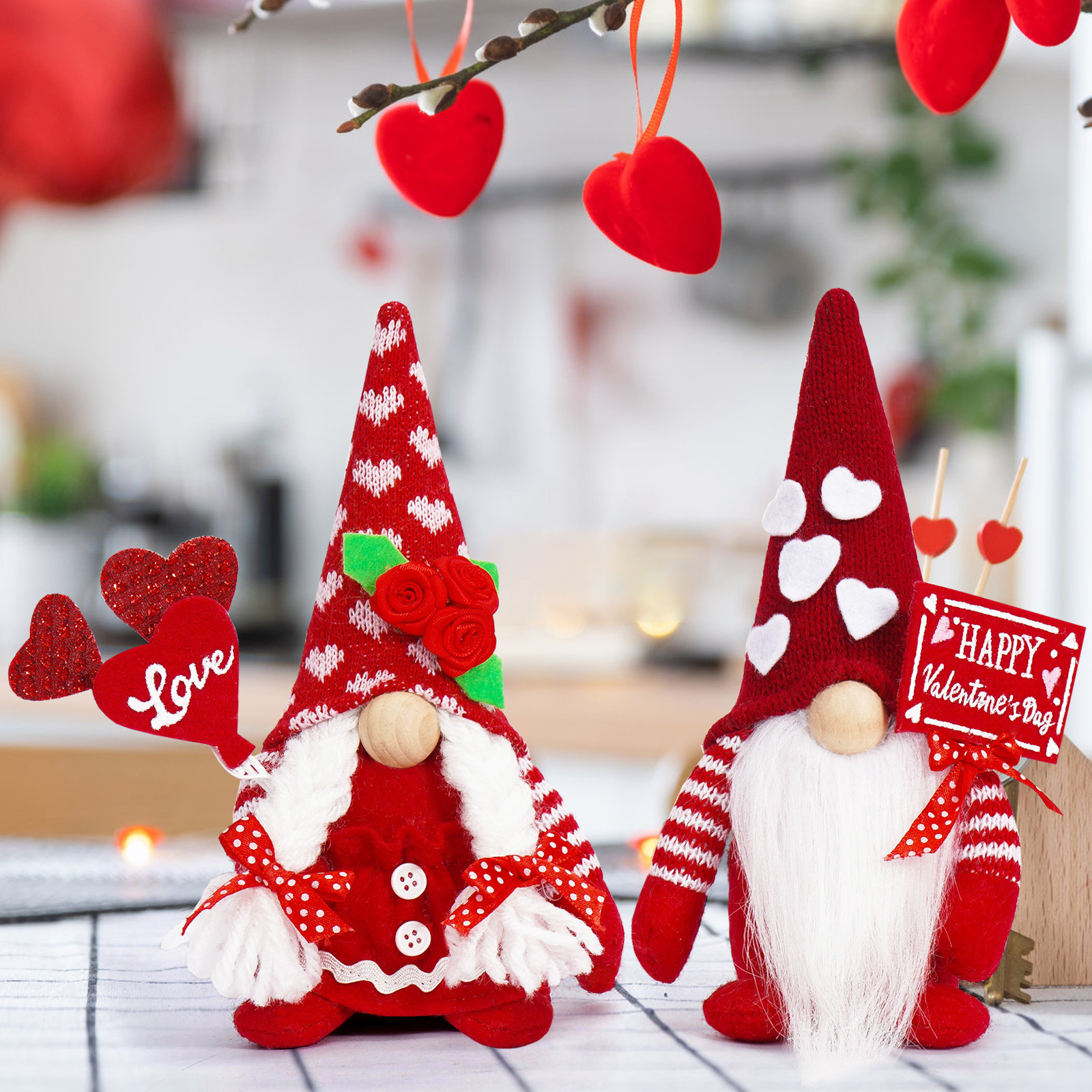 Día de San Valentín transfronterizo sin cara anciano amor pareja Rudolph muñeca enano decoración pareja