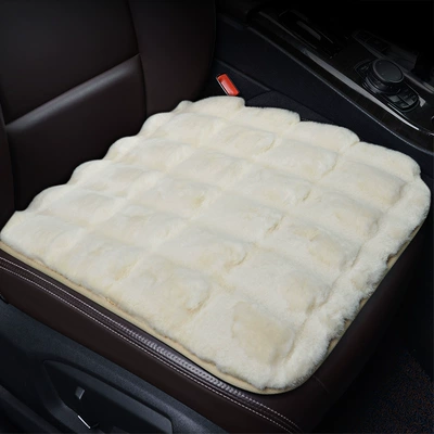 Light luxury car seat cushion Wool pad - seat-cushion-ivory-white