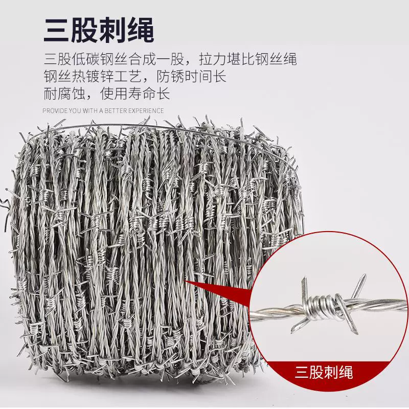 定制铁丝网刺刺丝防护网围墙刺线铁蒺藜带刺铁丝围栏防攀爬钢丝绳