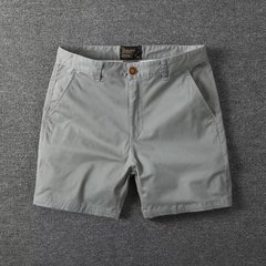夏の新型純綿四分ズボン男性カジュアル修身直筒工装半ズボン微弾力三分ズボンビーチズボン