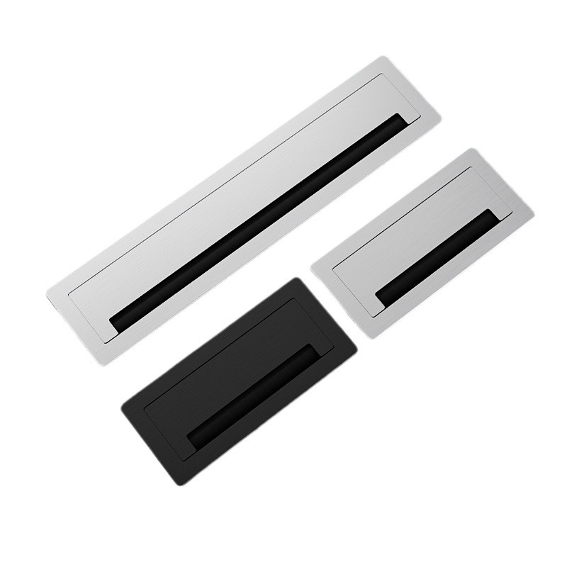 Oficina Flip Threading caja de aleación de aluminio Conferencia escritorio de la computadora cepillo roscado agujero decorativo cubierta cuadrada agujero