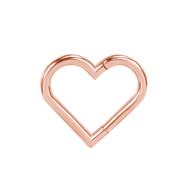 Rose Gold Heart Nose Ring 316L Stainless Steel Hoop 1.2mmx10mm Nose Piercing Jewelry detail image 15