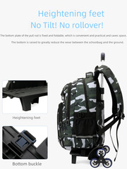 Natural Fish New Elementary School Student Roller Backpack for Boys Camouflage Casual Large Capacity Weight Reduction Double Shoulder Bag One-piece Drop Shipping