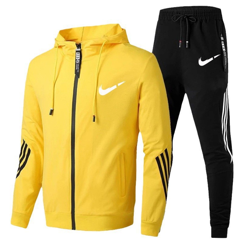 Otoño y invierno ropa deportiva casual de hombre con cremallera con capuzas de dos piezas para correr ropa deportiva transpirable de hombre ropa de otoño de hombre