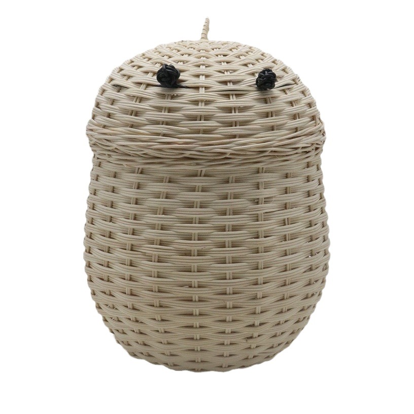 Cesta de juguetes de dinosaurio pequeña de ratán hecha a mano, cesta de almacenamiento decorativa para juguetes de bebé, accesorios de fotografía, cesta tejida de ratán natural