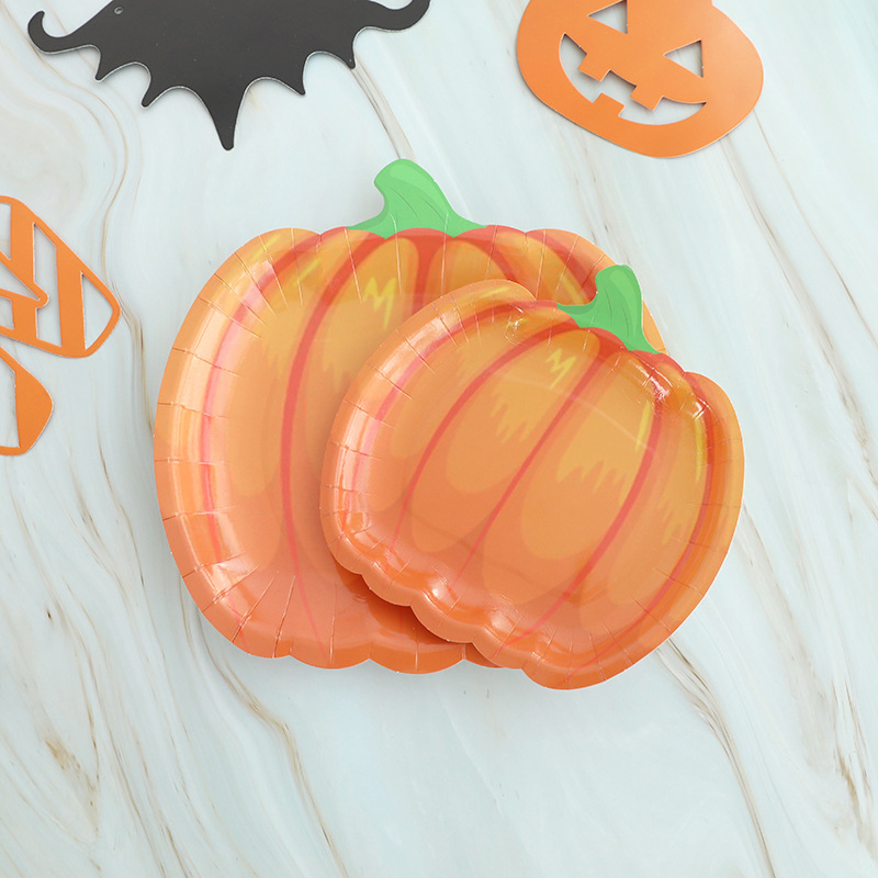 Pumpkin Paper Plate Harvest Plate Party Decoration Supplies Halloween Disposable Plate Thanksgiving Cross Border in stock