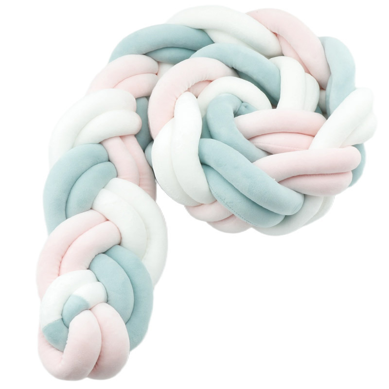 Cama de bebé tela cama cerca bolsa suave seis hebras trenzadas alta trenzada antichoque barrera de bebé grado madre