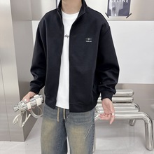 美式开衫夹克男春秋款休闲运动立领宽松外套潮流ins痞帅风外套