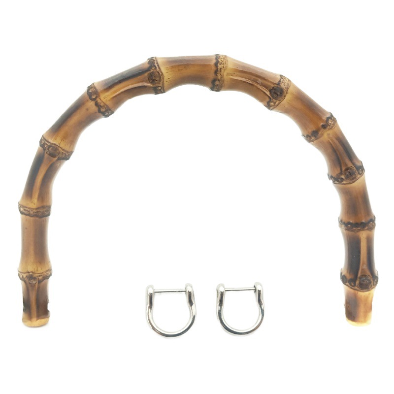 Spot New 15.5cm Real Bamboo Handles, Brown Hand-Held Bamboo Handles with Buckles [Left and Right Holes]
