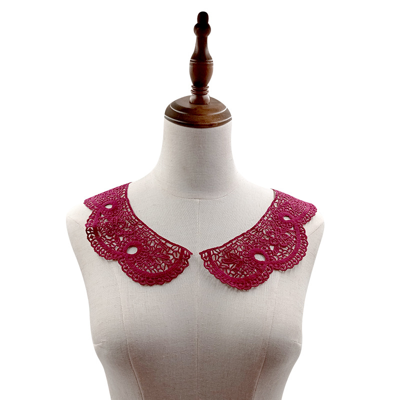 水溶蕾丝对领 牛奶丝肩领 立体镂空绣花领花 DIY花边辅料