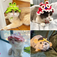 Handmade Wool Yarn Knitted Pet Headgear Cat Hat Dog Small Dog Funny Cute Costume Hat Manufacturer Wholesale