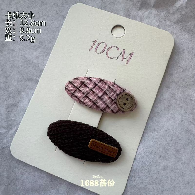 韩版复古格纹紫色蝴蝶结布艺BB夹儿童发饰碎发发夹元气可爱掰掰夹|undefined